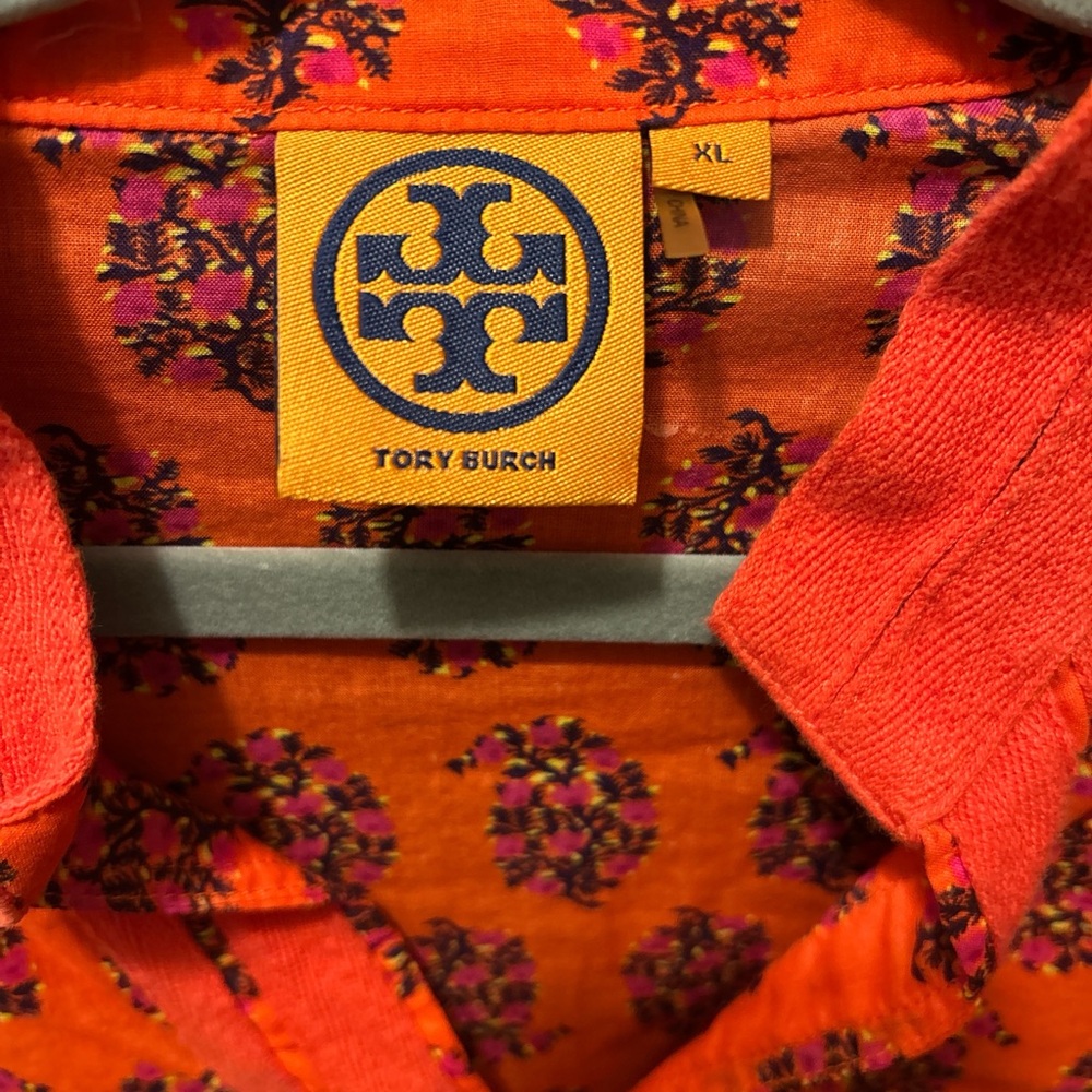 Tory Burch Orange and Purple Patterned Blouse